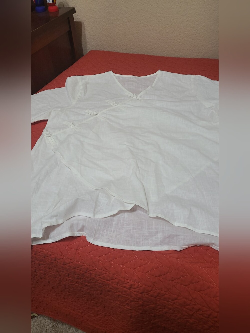 White Linen Wrap-Style Blouse